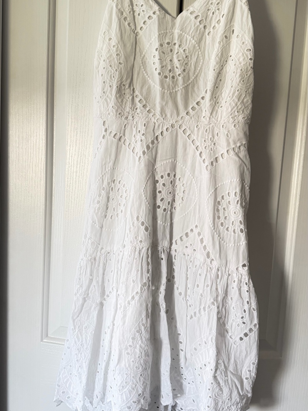 White Eyelet Maxi Dress with Tiered Skirt